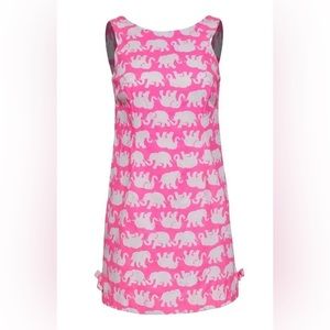 Lilly Pulitzer Hot Pink & White Elephant Print Sleeveless Sheath Dress Size 0.